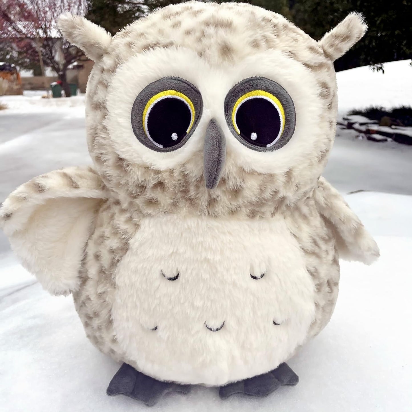 Ryttir 15.7 Inch Chubby Snow Big Owl Stuffed Animals Plush, Adventure Stuffed Owl Toy, Brave Boy'S And Girl'S Room Owls Plush Decor, Funny Owl Gifts For Kids And Women Christmas