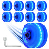 Nezylaf Light Up Roller Skate Wheels 8 Pack 78A Hardness LED Skateboard Wheels with enhanced ABEC-9 Bearings Illuminating Roller Skate Accessories for Outdoor Indoor Quad Skates