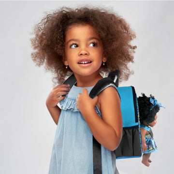 Nice2you Black Baby Doll 10in with Backpack Carrier, Vinyl PVC, for Girls Toddlers Aged 2+, Perfect for Kids 1-6 Years Old