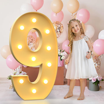 Imprsv 4Ft Marquee Light Up Numbers Letters, Mosaic Numbers For Balloons, Gaint Marquee Numbers, Number 9 Balloon For On Cloud 9