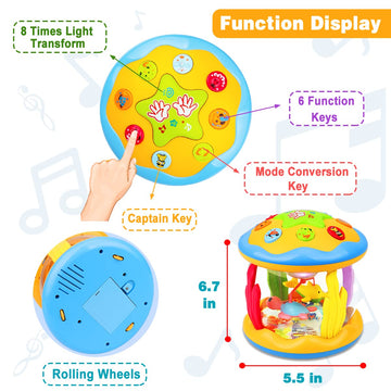 Aboosam Musical Learning Baby Toys - Rotating Light Up, Multicolor, Medium, for Infants 6-18 Months, Perfect Baby Gifts