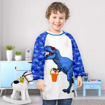 Pashop Kids Art Smocks Unicorn Waterproof Painting Smock For Girls Boys Long Sleeve Knee Length Artist Smock With Pocket (Blue D