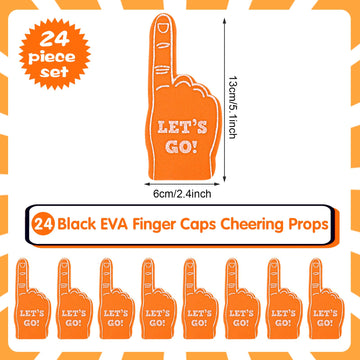 Aster 24 Pcs Mini Foam Fingers - Were #1 Fan Hand for Sports Events, Themed Birthday Party Supplies, Cheerleader Gifts (Orange)