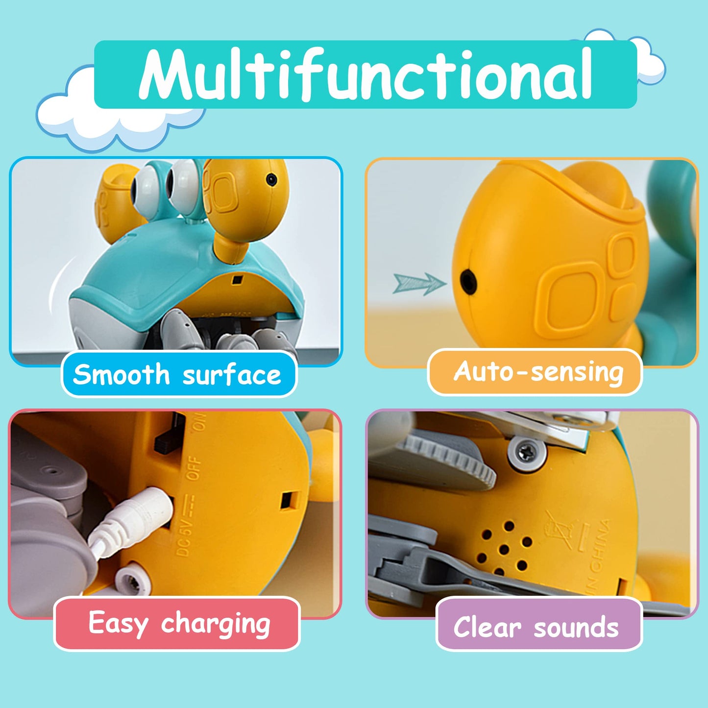 Baby Toys Crawling Crab - Infant Tummy Time Toys 3 4 5 6 7 8 9 10 11 12 Baby Toys 6-12 12-18 Months Light-Up Musical Walking Sen