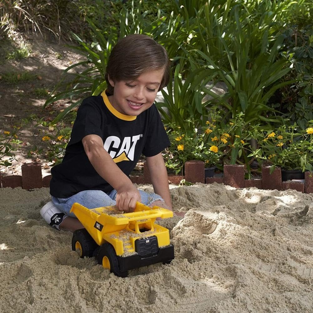 CAT Construction Toys, CAT Dump Truck Toy Construction Vehicle - 10'' Plastic Action Vehicle with Articulated Buckets for Indoor