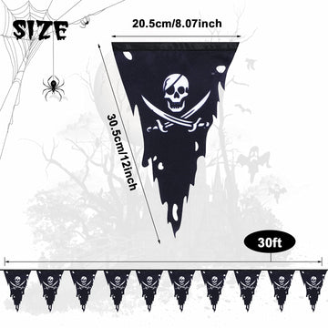 90 ft Pirate Flags Jolly Roger Banner Pirate Party Decoration Skull Triangle Flags Bunting for Party Outdoor Decoration Supplies