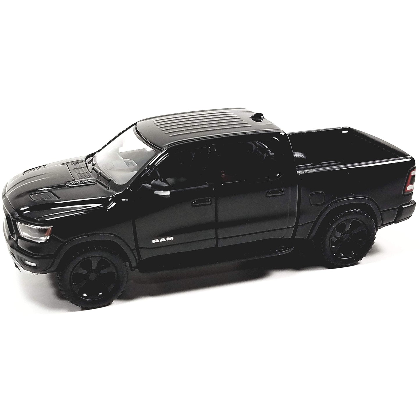 KiNSMART 1/46 Black Dodge Ram 1500 Diecast Pickup Truck, Model k5365dy, Rubber Material