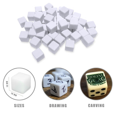 100 PCS Blank White Dice 16MM Acrylic Dice Blank White Cubes with Smoothed Surface Six Sided Dice for Board Games, DIY
