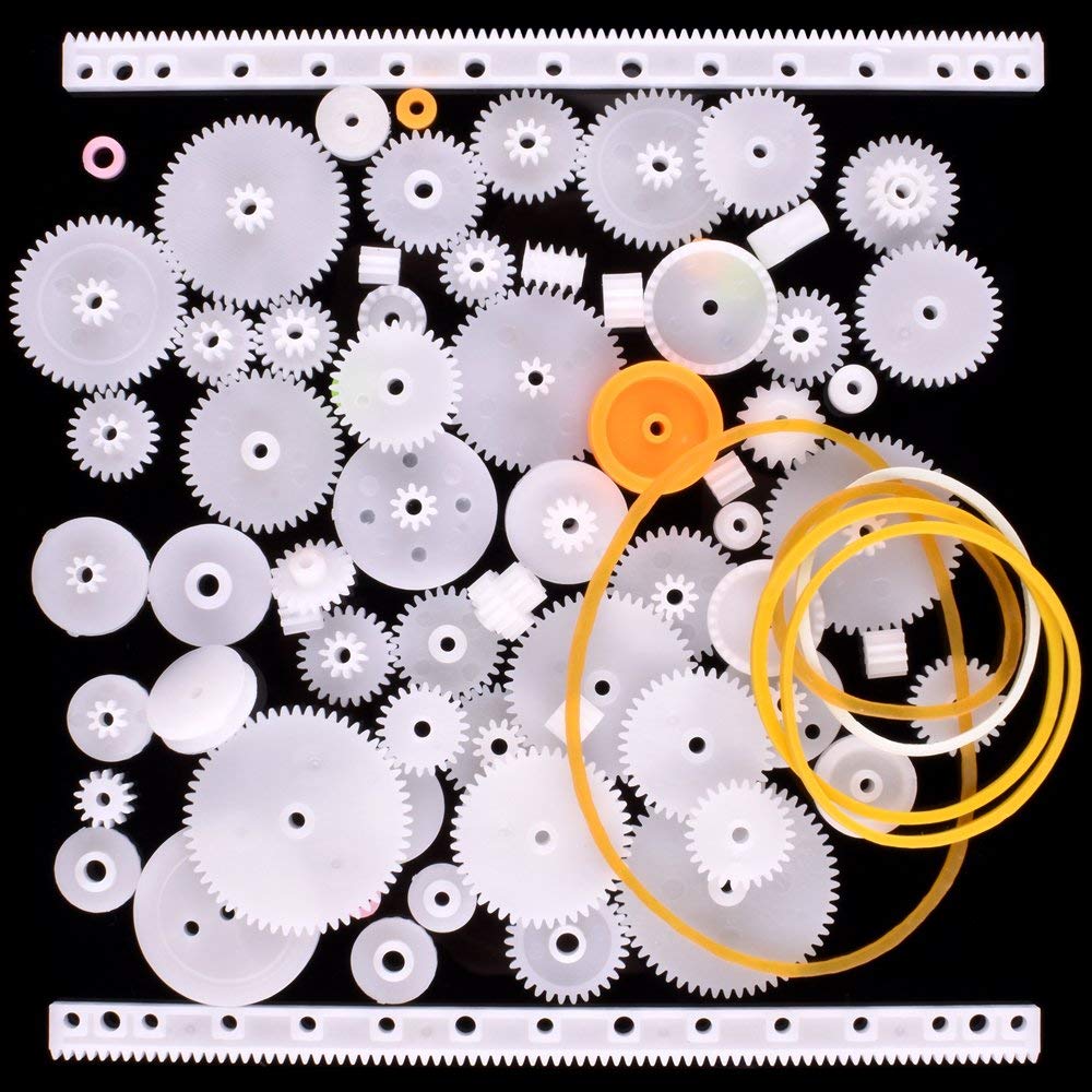 Aukuyee Plastic Gear Set, 75Pcs Single Double Reduction Gear Worm Gear For Diy Car Robot Qy12