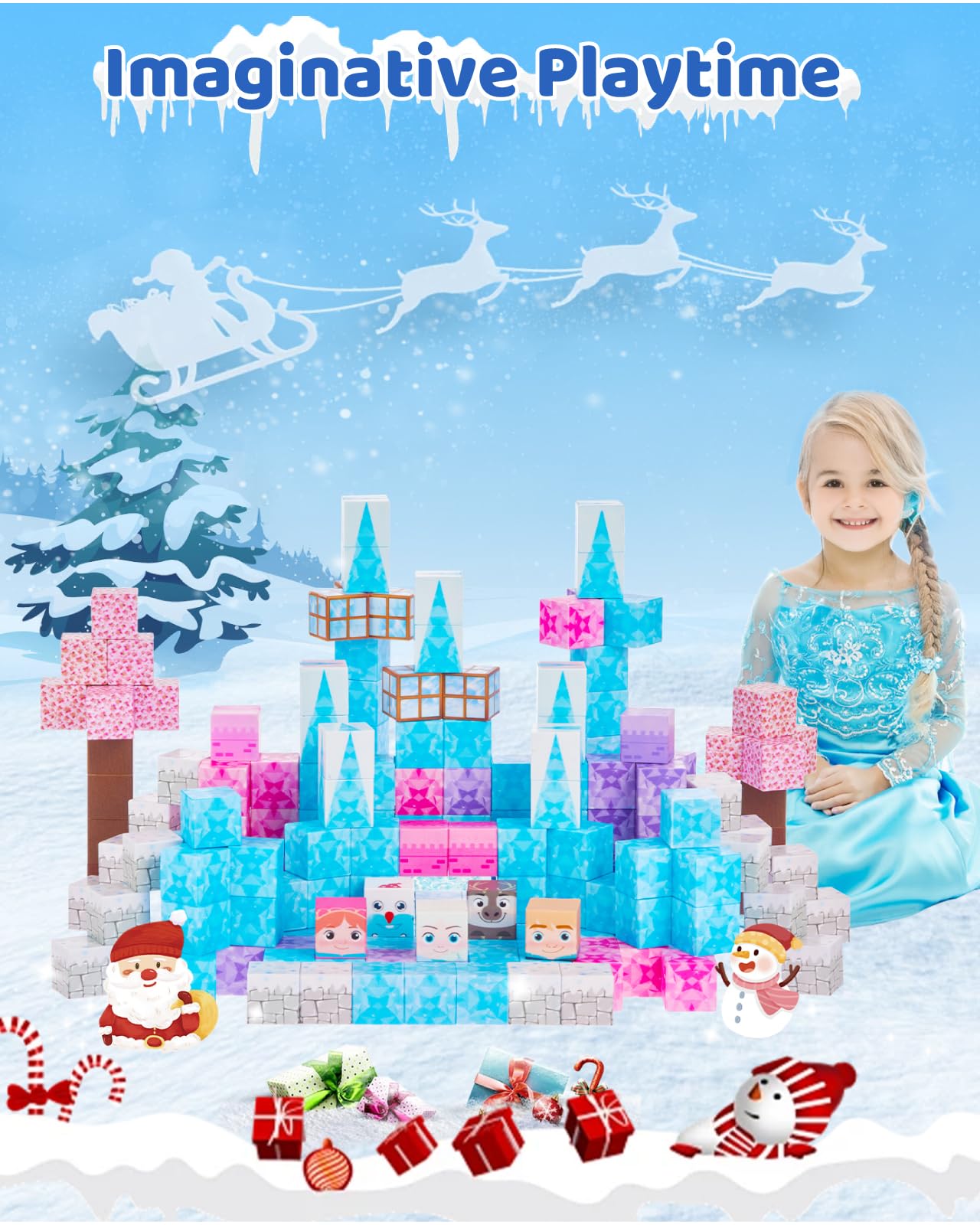 Magnetic Block Set - 110 Pcs Magnetic Building Blocks - Magnet Princess Magic Ice World, Magnetic Tiles, Magnetic Toys, Magnetic