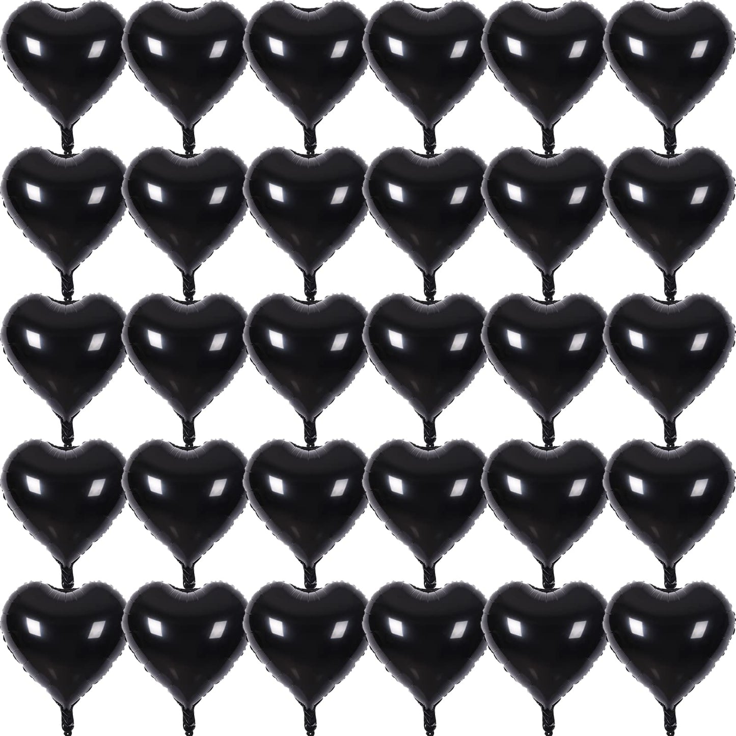 30 Pcs Black Heart Balloons 18In Foil Heart Shaped 18 Inch Balloons Helium Mylar Balloons Foil Balloon Decoration For Women Girl