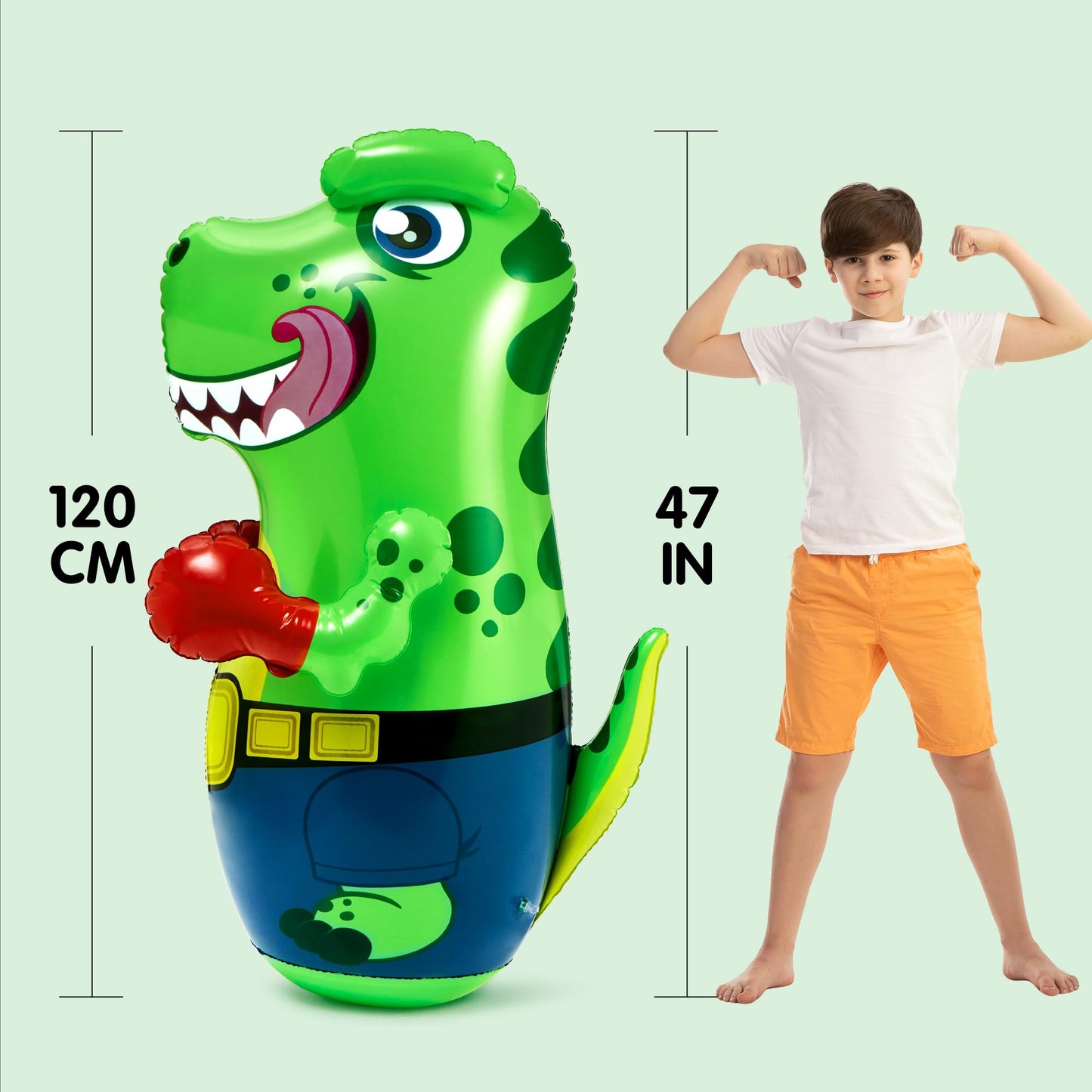 Joyin Inflatable T-Rex Dinosaur Bopper 47 Inches, Bop Bag Inflatable Punching Toy, Kids Punching Bag With Bounce-Back Action