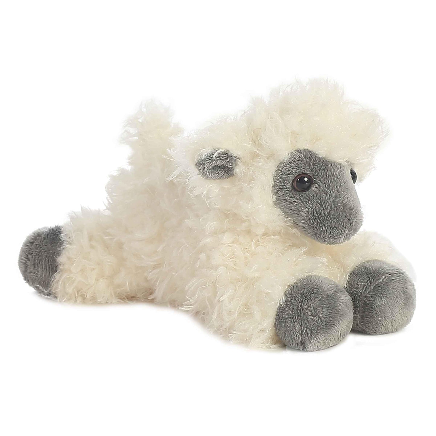 Aurora® Adorable Mini Flopsie™ Black Face Sheep Stuffed Animal - Playful Ease - Timeless Companions - White 8 Inches