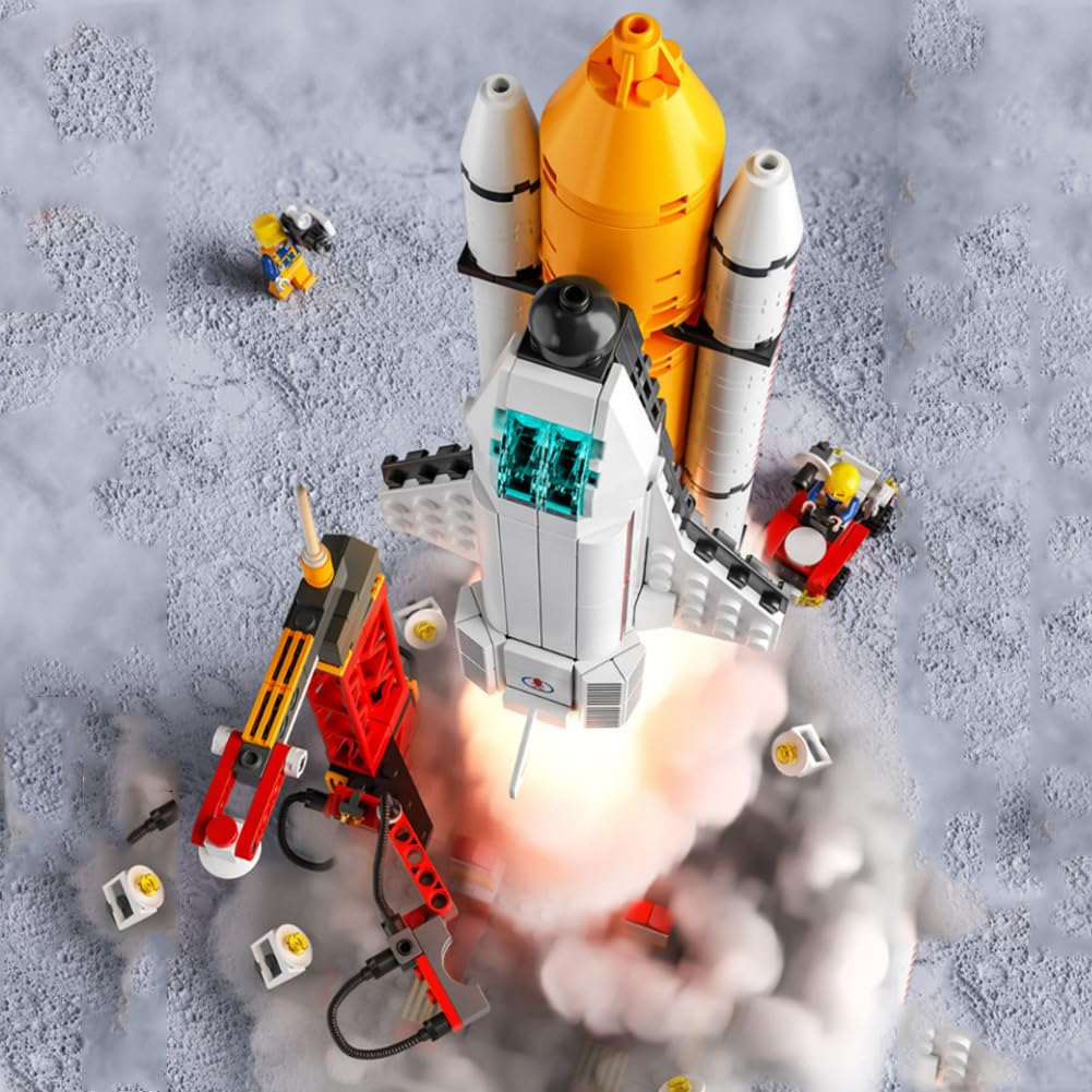 Vilbocr Space Shuttle Toy Building Blocks Toys For 4+ Years Boys Kids Gift Idea Spacecraft Aerospace Building Kit Toy107Pcs-Comp