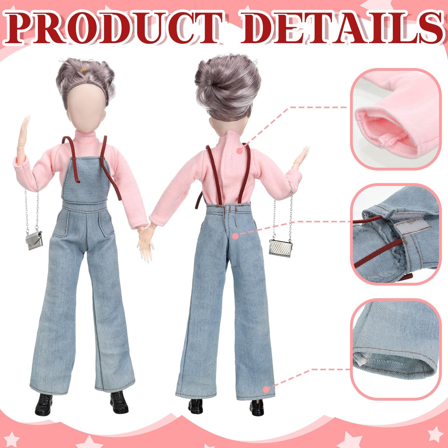 Geyoga 14 Pcs Doll Clothes And Accessories For 11.5 Inch Doll Accessories Doll Denim Cotton Doll Cloth Doll Pants Shoes Casual Wear Clothes Outfits(Stylish Style)