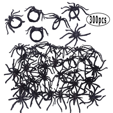 Max Fun 300pcs Halloween Spider Rings for Kids Party Favors 1.96 Plastic Spider Rings Bulk for Kids Costume Accessories Party De