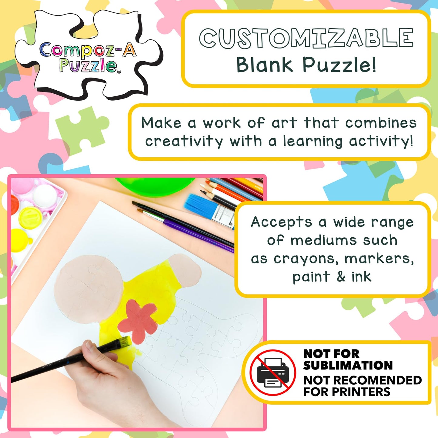 Hygloss Products 6 Blank Person-Shaped Puzzles – 8.5 X 10.5 Inches – Ideal For All-About-Me Activities – Write, Draw, And Decorate – 26 Pieces Each