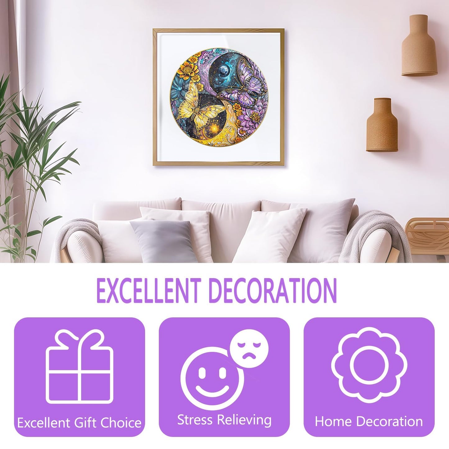 Wooden Puzzles For Adults - Galaxy Butterfly Wooden Puzzle, Unique Shaped Wooden Jigsaw Puzzles For Adults, Wood Puzzles Adult,