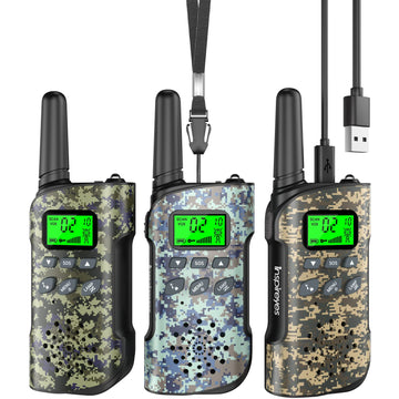 Inspireyes Walkie Talkies For Kids Rechargeable, 48 Hours Working Time 2 Way Radio Long Range, Outdoor Camping Games Toy Birthday Xmas Gift For Boys Age 8-12 3-5 Girls, 3 Pack Camouflage