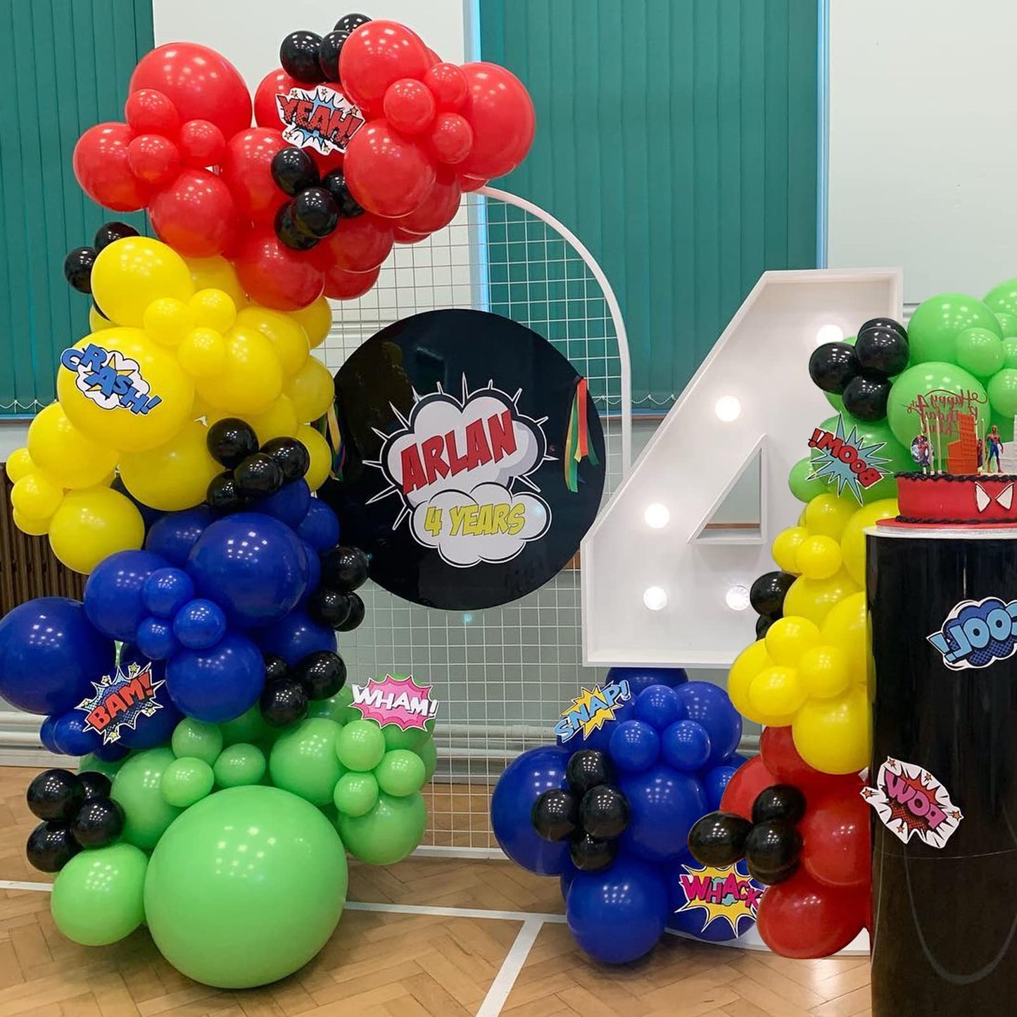 Superhero Theme Balloons Garland Kit With Red Yellow Blue Green Black Balloons For Kids Avenger Iron Spide Man Birthday Party Favor Supplies