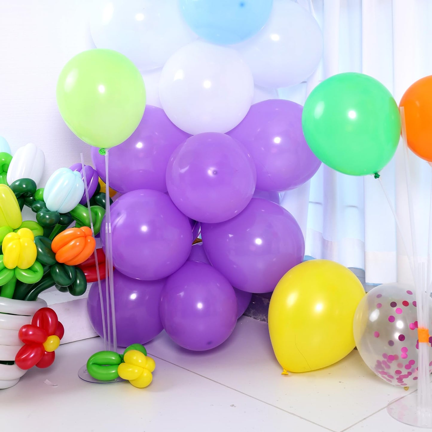 Lovestown 110Pcs Purple Latex Balloons 12 Inch Dark Purple Helium Round Balloons With Ribbon For Engagement Birthday Baby Shower Wedding Graduation Halloween Birthday Party Backdrop Decorations