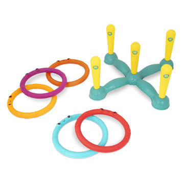 B. toys Ring Toss Game - Indoor & Outdoor - 12 Pieces - 5 Colorful Rings - 11.5 x 4 x 20 inches - For Toddlers 3+ Years