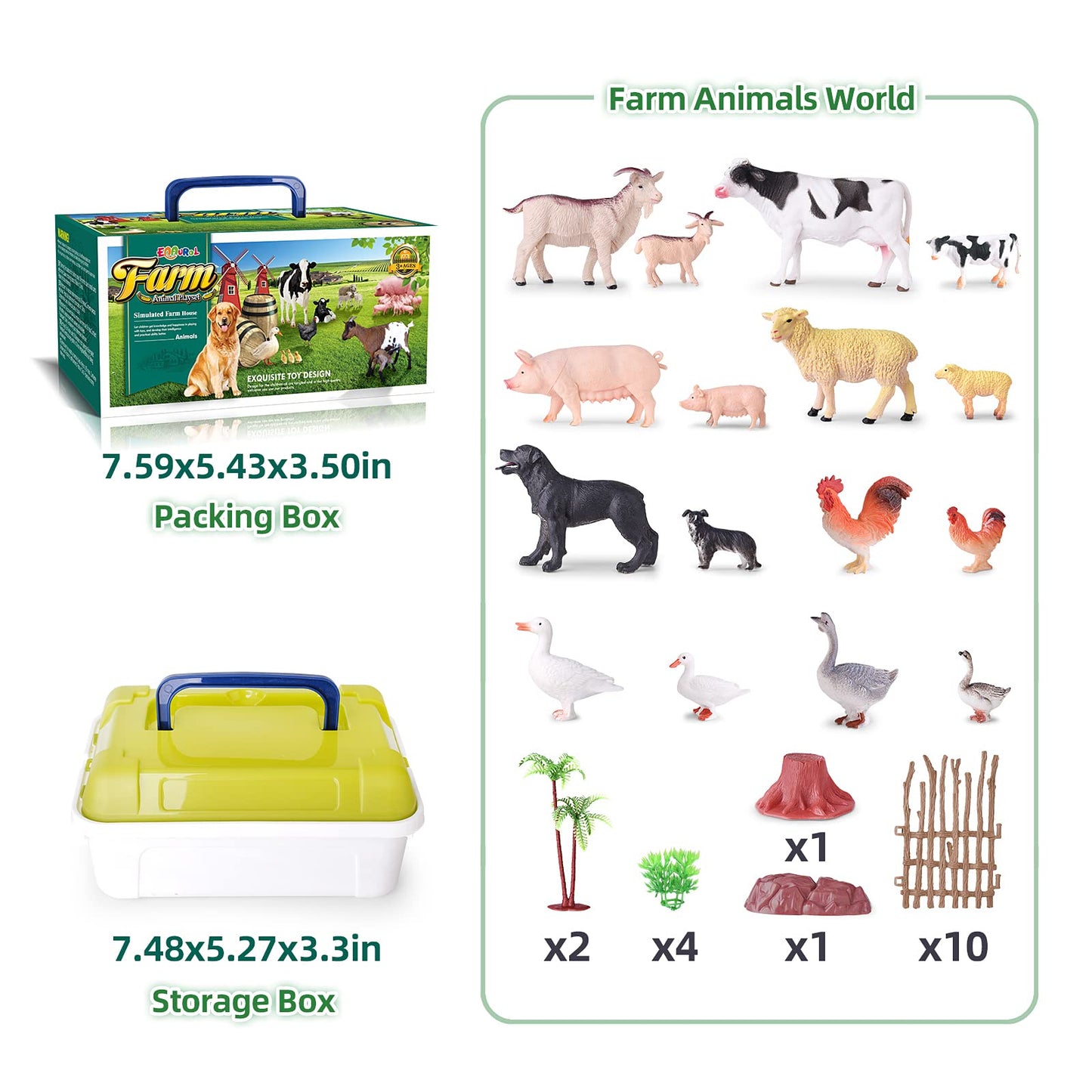 Enaurol 35 Pcs Farm Animals Toys For Toddlers 3 Years Old Boys And Girls Realistic Animal Figures Playsets Toys For Kids 3~8 Chr