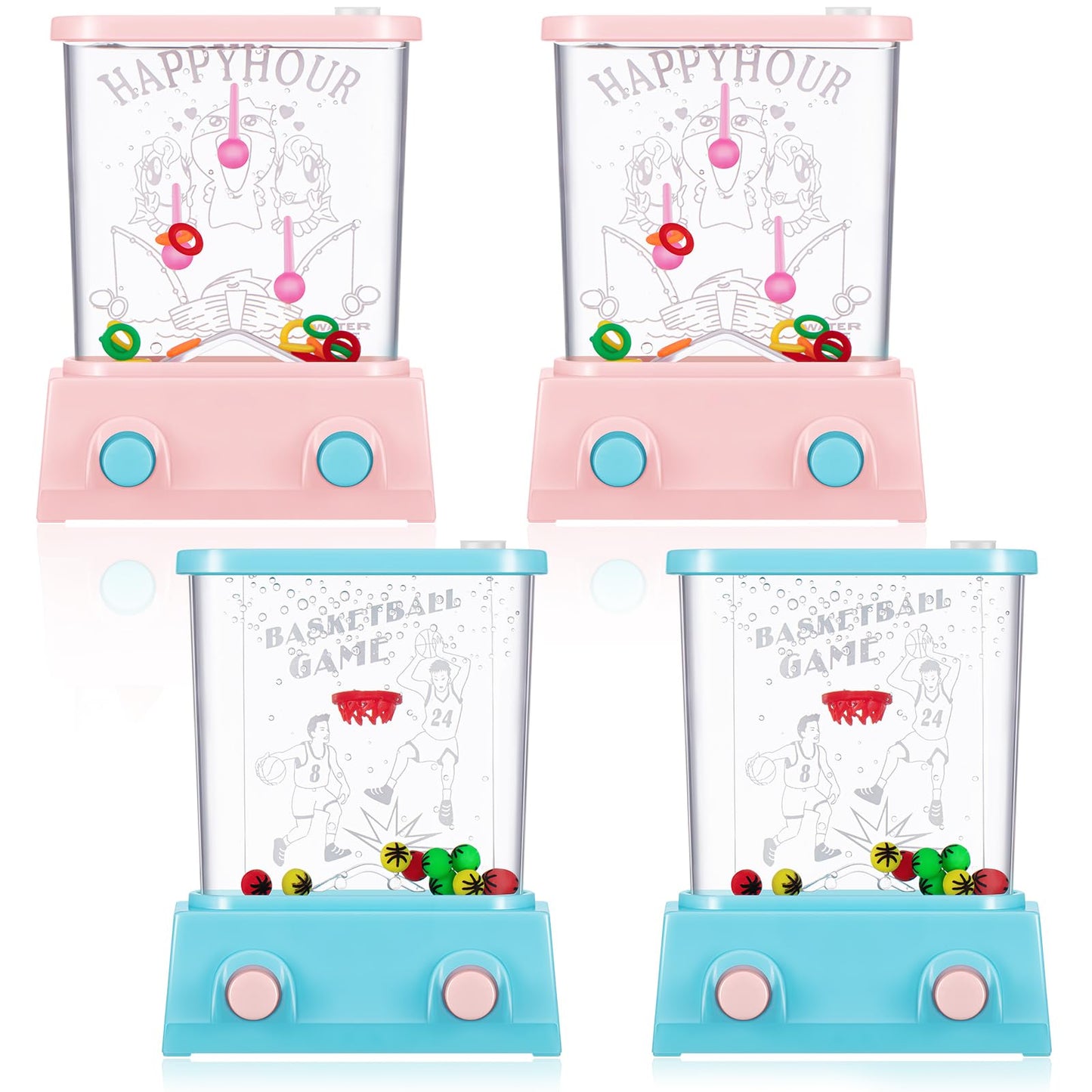 Gejoy 4 Pieces Water Games Handheld Valentines Day Gifts For Kids Mini Waterful Ring Toss Retro Pastime Toys Car Games Birthday Party Favor For Classroom Kids Adults Gifts(Lively Style)