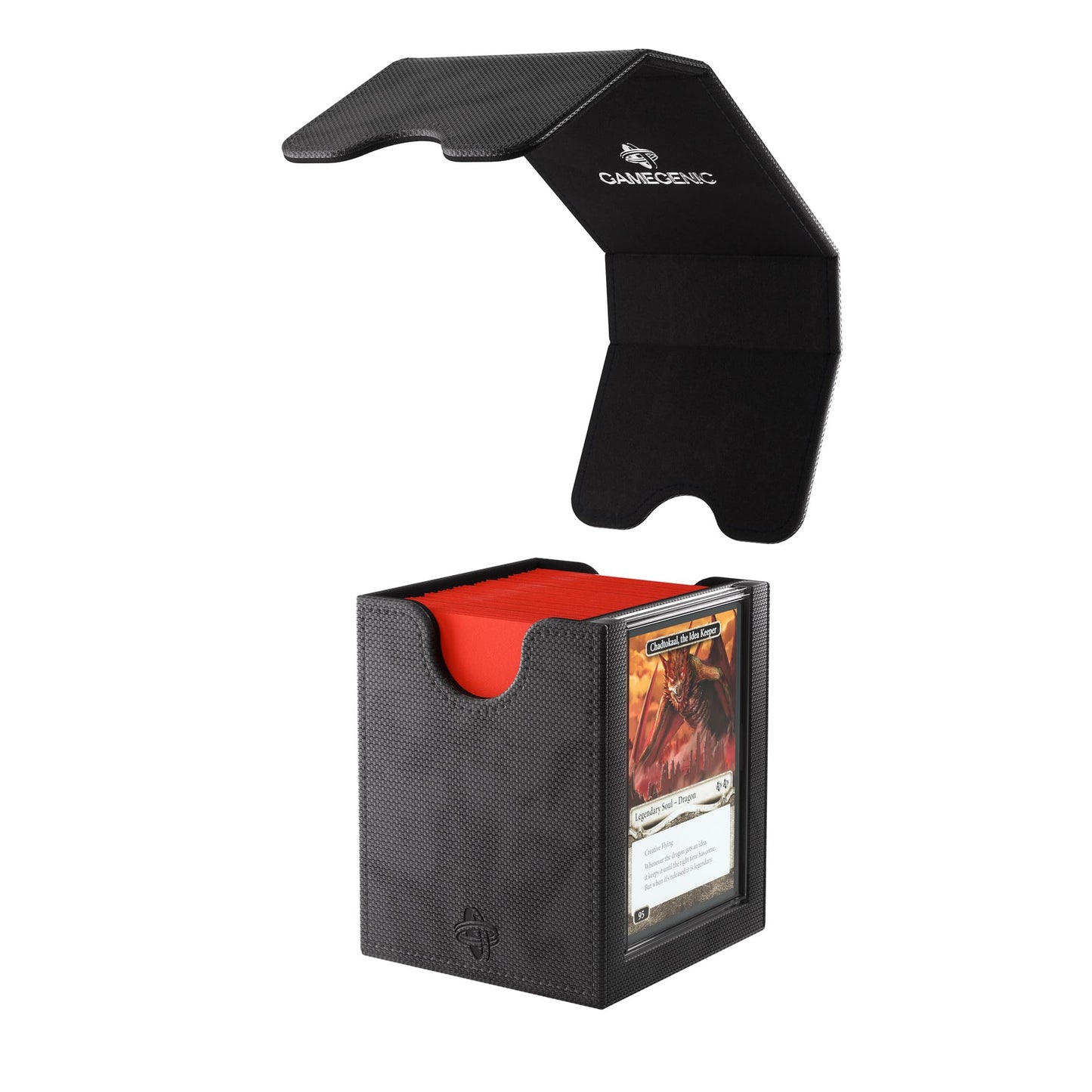 Gamegenic Squire Plus 100+ XL Deck Box - Black, Holds 100 Double-Sleeved Cards, Detachable Slide Case, Armorfyber Surface