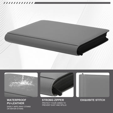 Toploader Binder Trading Card Binder Storage Hold up 288 Cards 9-Pocket Top Loader Binder with Sleeves for 3x4 Rigid Toploaders Hard Cases (9Dark Grey)