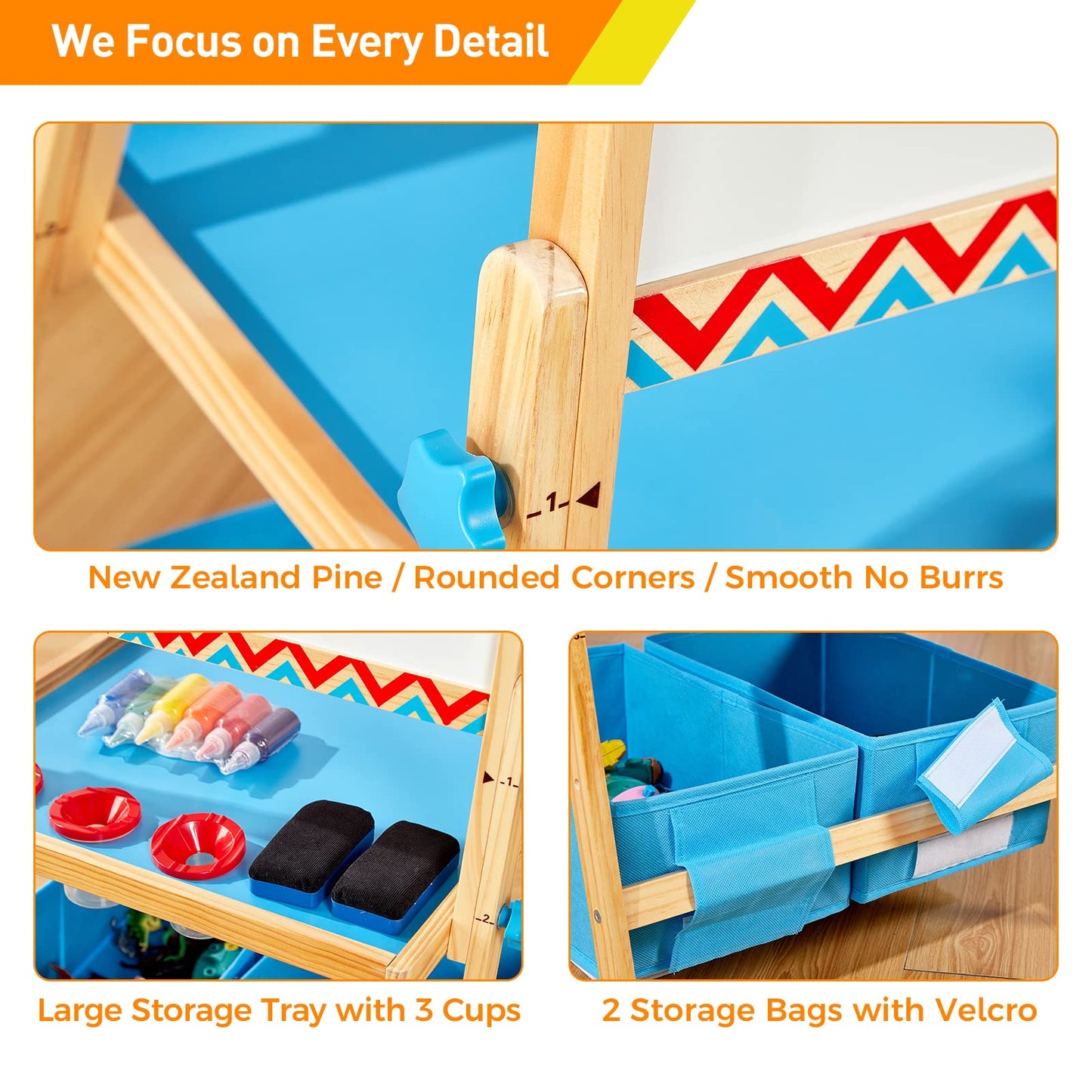 FUNLIO Anti-Warping Kids Art Easel, 3 Height Adjustable for Kids Aged 2-8, All-in-One Toddler Easel with Paper Roll & Erasable F