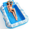 Inflatable mature-themed Pool Lounger Float - BAIAI Large Beach Sun Tanning Floaty Raft Sunbathing Water Lounge Floaties Tub with Drink Holder - Blow Up River & Lake Suntan Floating Swimming Mattress Mat(XL)