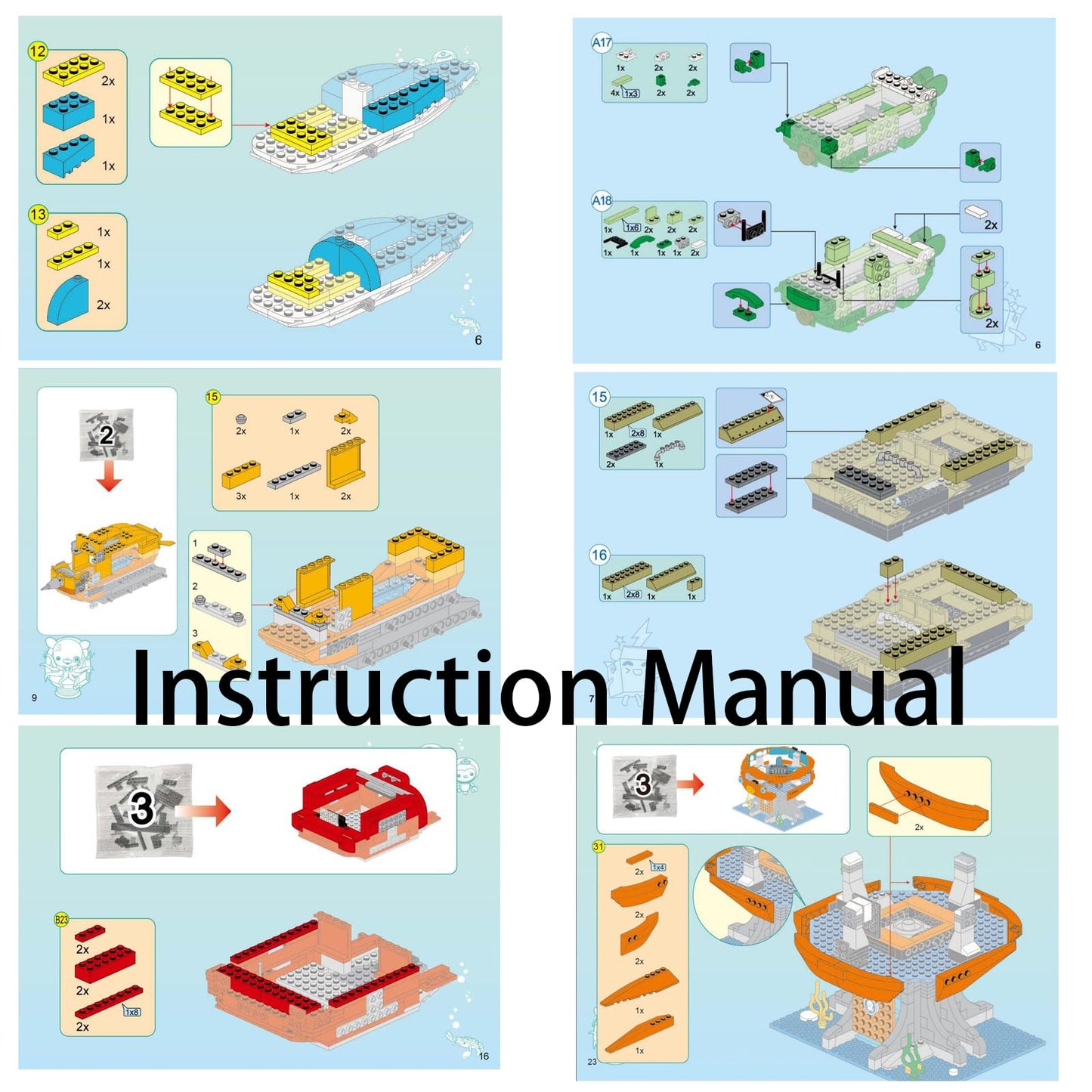 Baseplates For Age 6+ Building Block Ocean Adventure Octonauts Gup-A Deluxe Vehicle Playset & Barnacles 323Pcs Building Brick Se