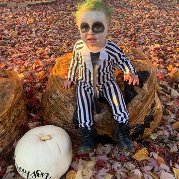Singcoco Baby Boy Halloween Costume Outfit Newborn Striped Romper (Black,3-6 Months)
