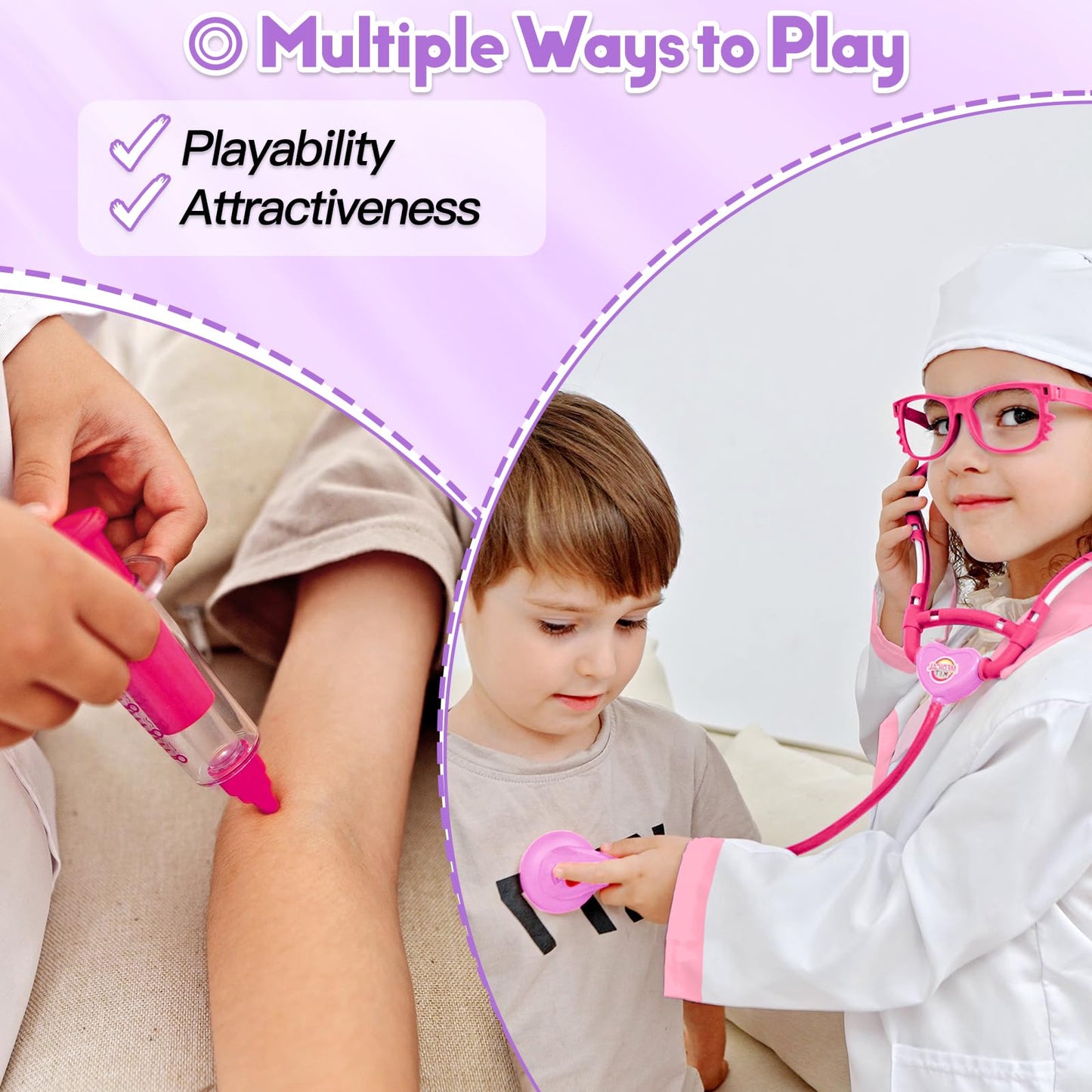 Phobby Doctor Kit for Toddlers Aged 3 4 5, Medical Pretend Play Set for Kids with Bag and Costume, Doctor Cart Toy for Girls Boy