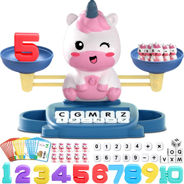 Kaodezhu Unicorn Math Balance Toy For Boys And Girls - Montessori Matching Letter Toy For Kids 3 Year Olds, Educational Kinderga