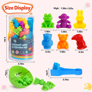 Raeqks Counting Sorting Toys Matching Stacking Toys With Bowls Preschool Learning Activities For Math Montessori Fine Motor Skills Sensory Animals Toy Sets Gift For Toddlers Kids Boy Girl Aged 3+ Year