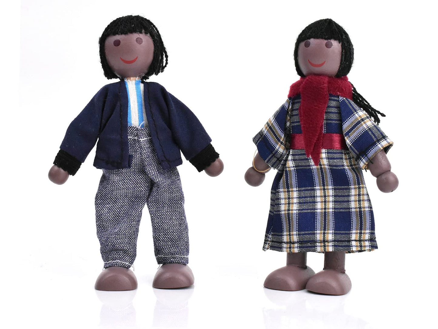 Jzszera Wooden Dollhouse People Of 7 Pcs Family Figures With 2 Pets (Dog And Cat) For Girls Toddler Kids Dollhouse Accessories Toy