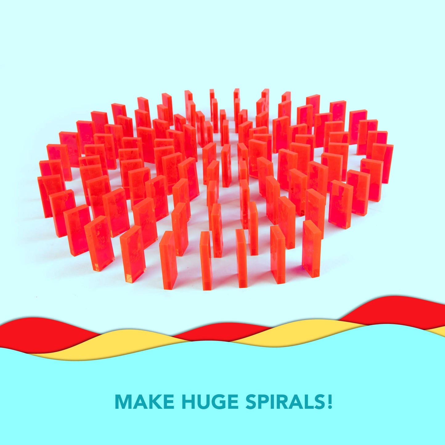 Bulk Dominoes Plastic Bulk 100pcs - Building and Stacking and Chain Reaction Toppling STEAM Toy Blocks for Kids (Clear Red)