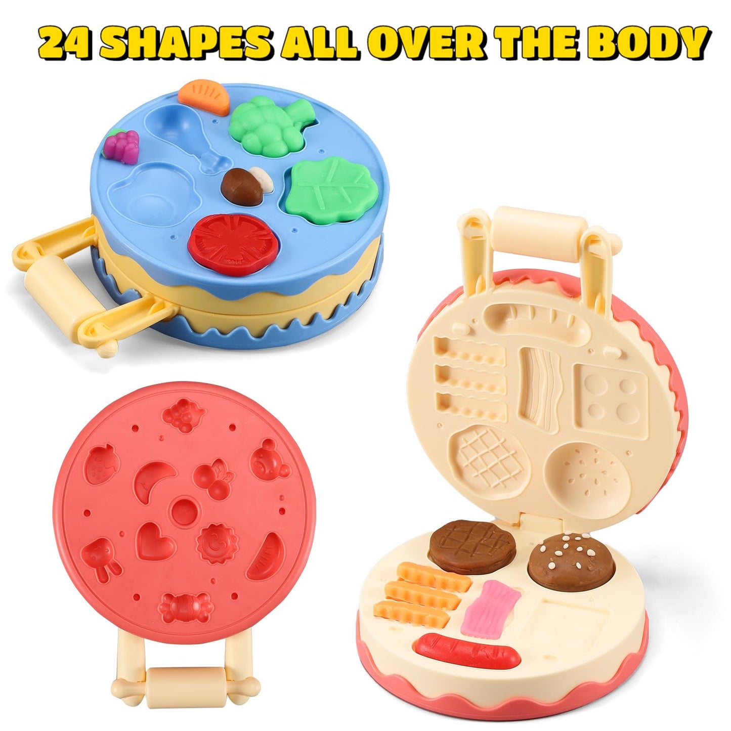 Color Dough Set Birthday Cake Color Dough Kitchen Creations Hamburger Maker Tools Kit For Kids Ages 4-8, Birthday Party Pretend