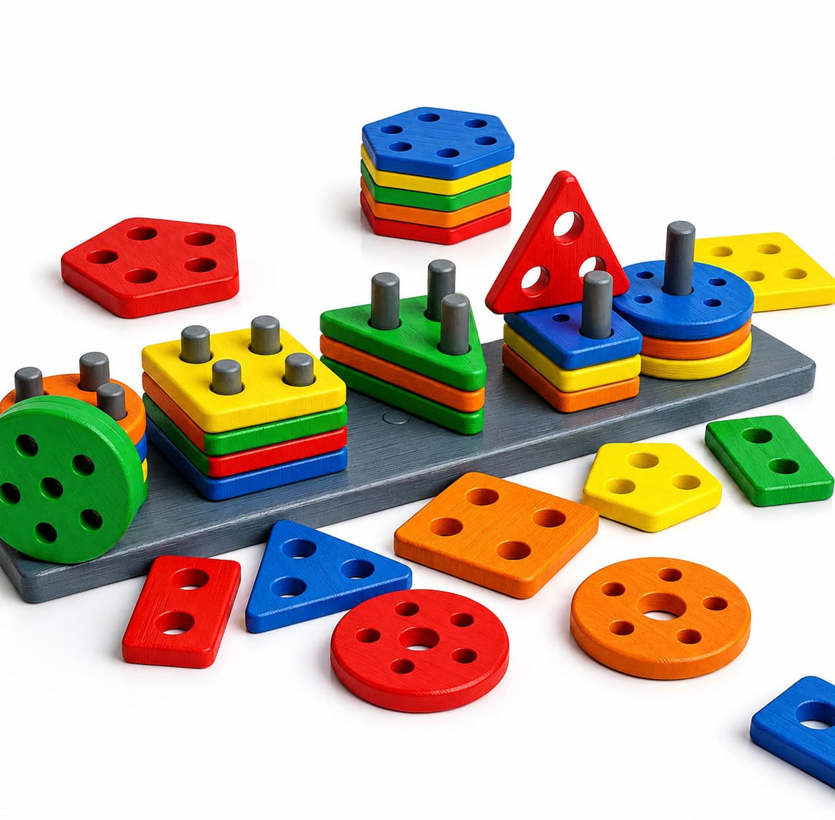 YORIXO Gometric Shape Sorter Toy, 5 Geometric Shapes for Toddlers 13 Years