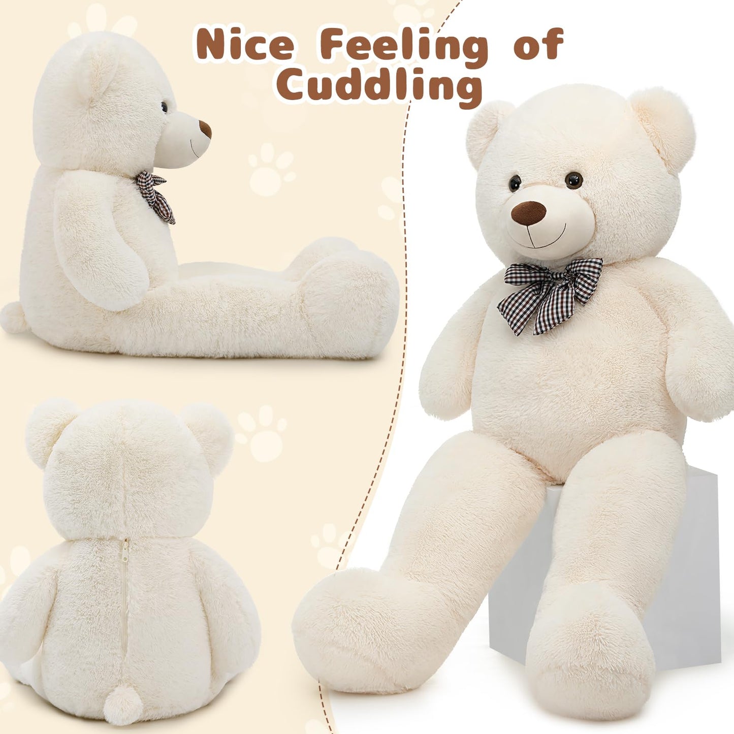 Maogolan Giant Teddy Bear Big 4 Feet Stuffed Animal Stuffed Bear Baby Shower Life Size Large Teddy For Girlfriend Boyfriend Wife Children