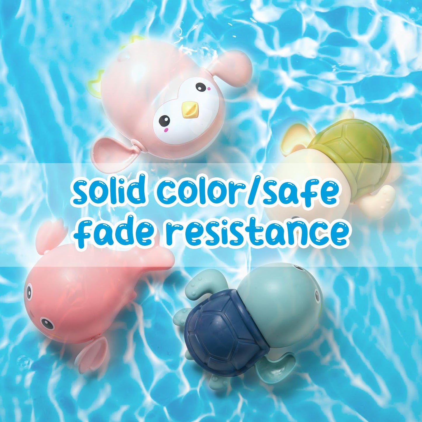 Baby Bath Toys For Toddlers 1-3, 4 Pack Floating Wind-Up Swimming Toys For 1-5 Year Old Kids Boy Girls, Bathroom Shower Water To