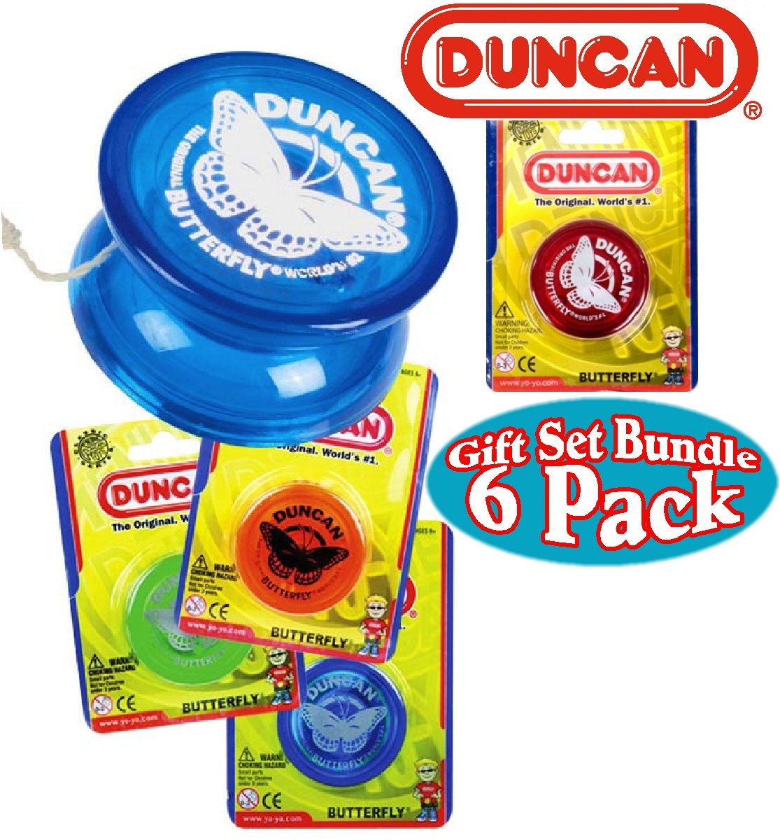 Duncan Yo-Yo Butterfly Gift Set Bundle - 6 Pack (Assorted Colors)