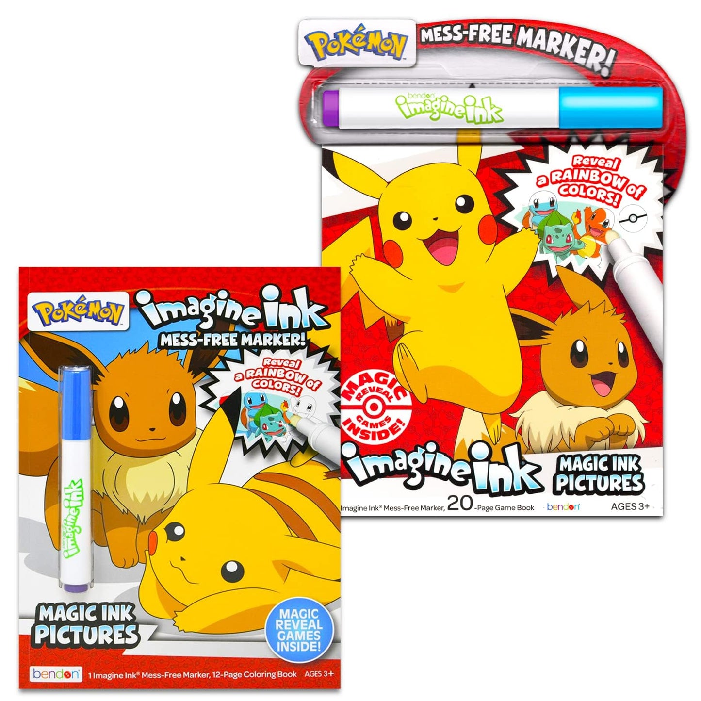 Pokemon Mess-Free Coloring Book - Bundle with 2 Imagine Ink Coloring Books with Invisible Ink Pens, Pokemon Cards, More| Pikachu