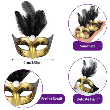 12 Pcs Mini Mardi Gras Mask, Small Masquerade Masks Bulk for Mardi Gras Decorations Feather Eye Masks for Women Mardi Gras Party