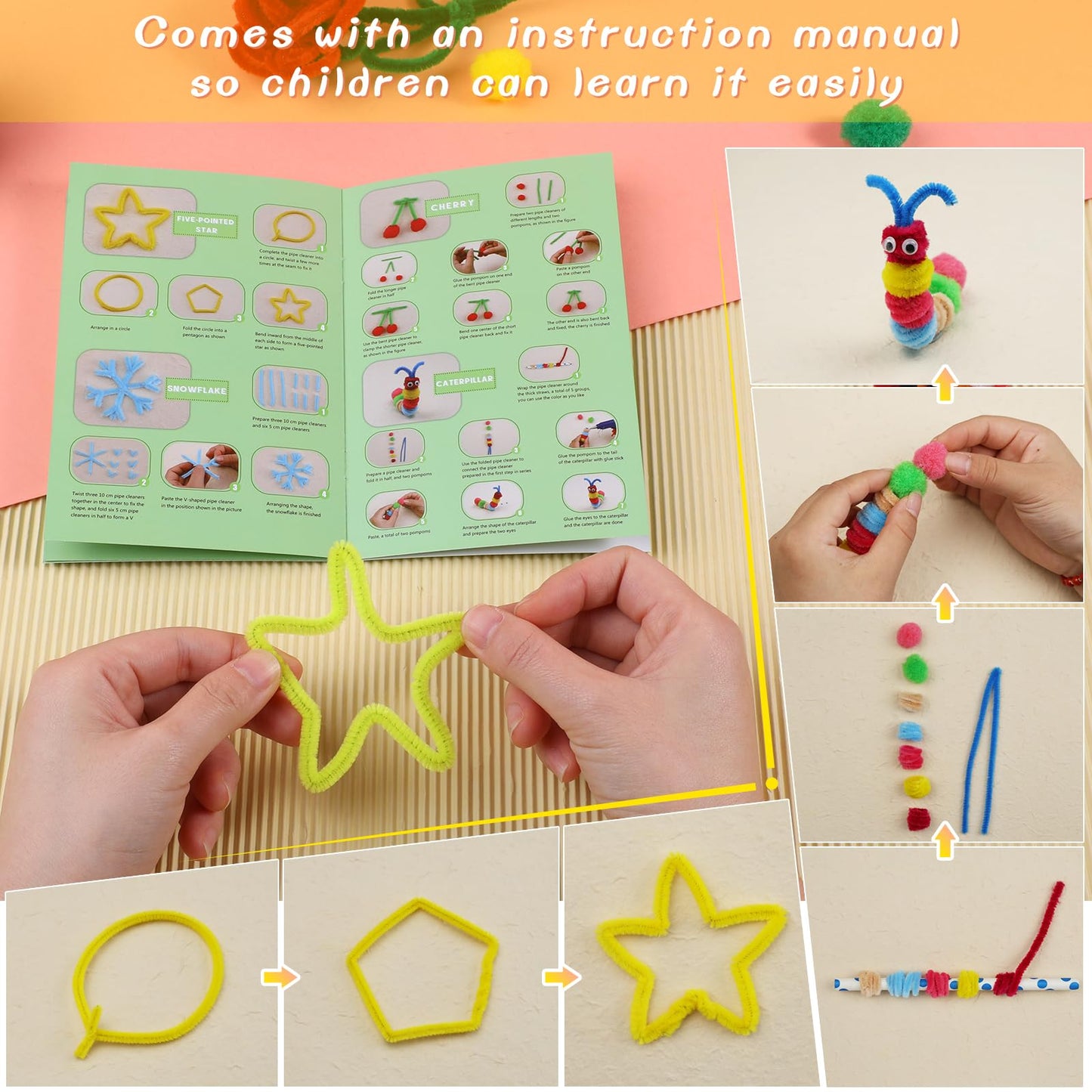 Giwrmu 100 Pieces Pipe Cleaners Chenille Stem, Glitter Laser Color Pipe Cleaners Craft, Fuzzy Sticks Craft Supplies, Colored Pip