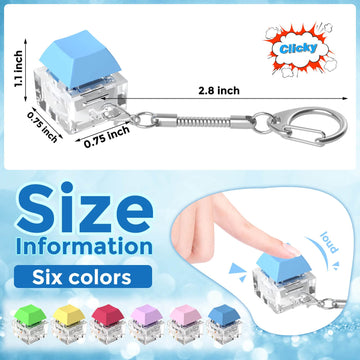Keyboard Fidget Toys Keyboard Fidget Keychain Keyboard Decompression Toys Keyboard Fidget Toy Button Stress Relief Gifts for mature-themed and Kids Finger Clicker Toys ADHD Toy Cool Fidgets(6PCS)