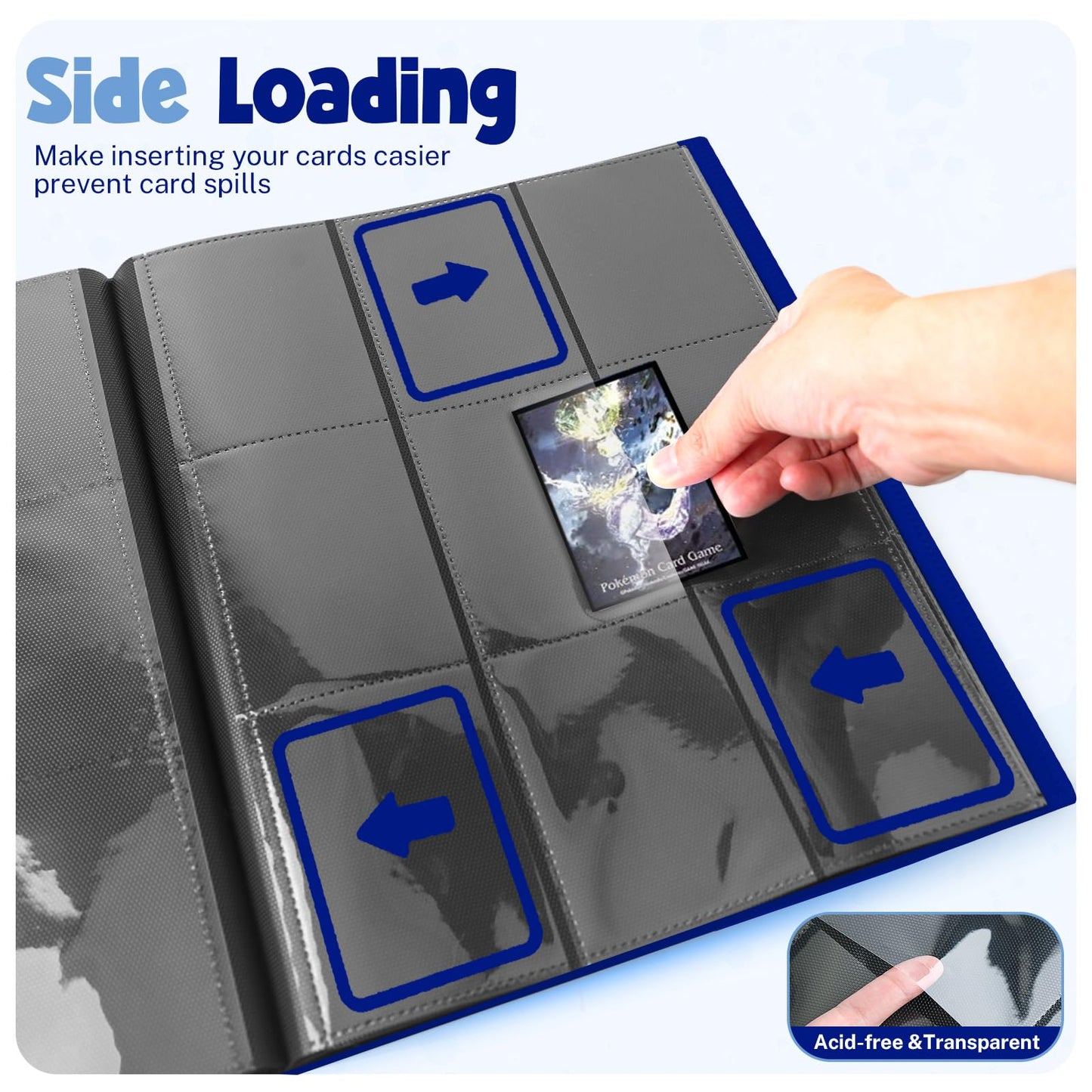 Card Binder 9 Pocket Trading Card Album Folder 20 Pages 360 Card Capacity Sports Card Binder enhanced Card Binders Compatible with MTG TCG Baseball Cards (Cobalt)