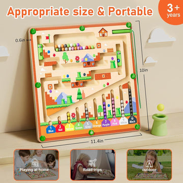 zhiwuzhu Montessori Wooden Color Matching Learning Counting Puzzle Board, Magnetic Color and Number Maze for Ages 2-4,Toddler Fi